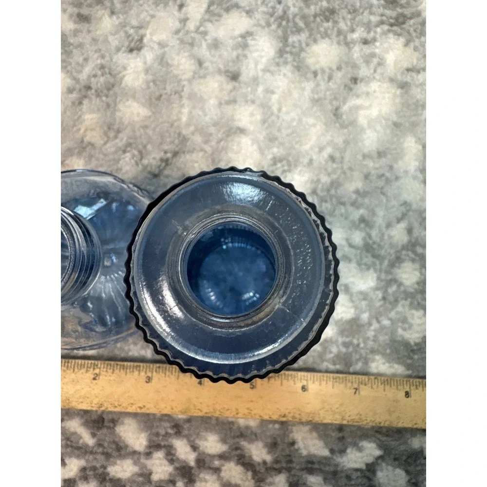 Blue Ombre Ribbed and Embossed Glass Decorative Bottle Set of 2